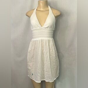 Ralph Lauren White Halter Dress with Embroidered Logo